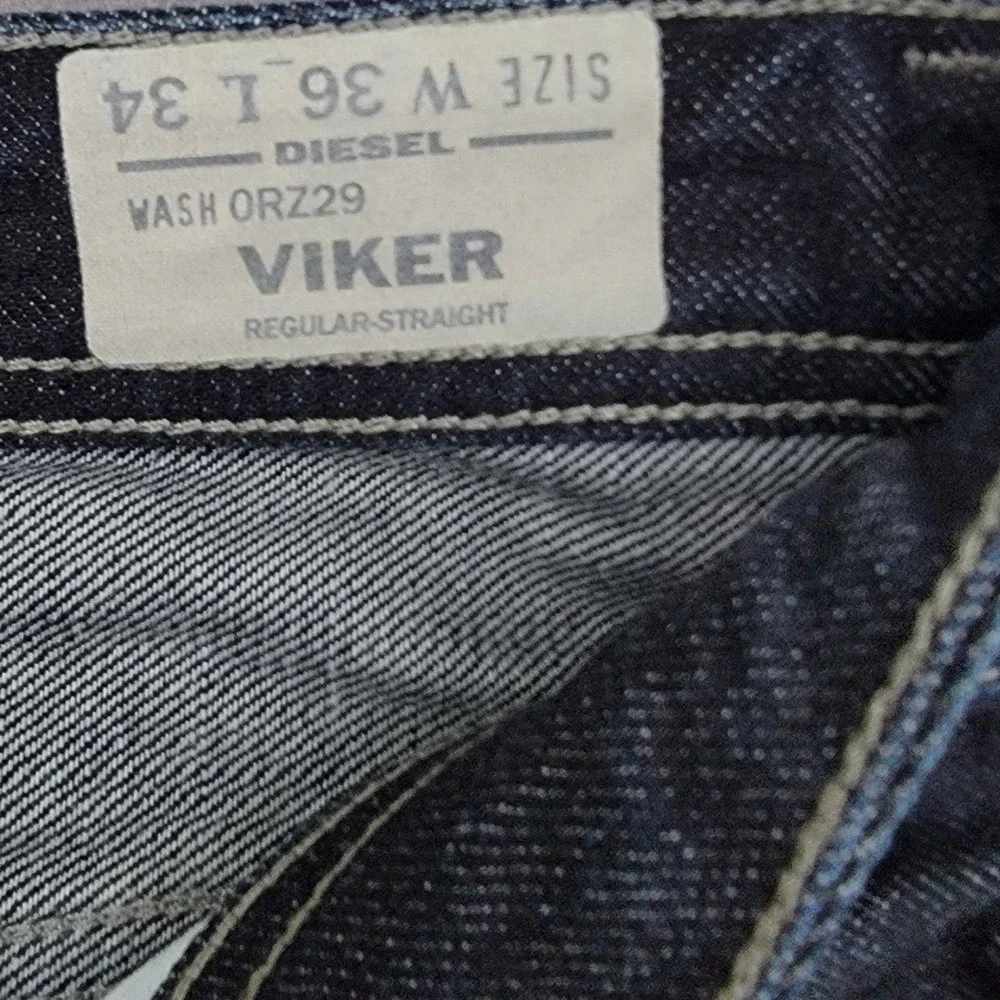 Diesel Viker Regular Straight Jeans Mens 36x34 Dark Blue Denim Button Fly ORZ29